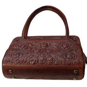 Vintage bag made in mexico with embossed rose flower